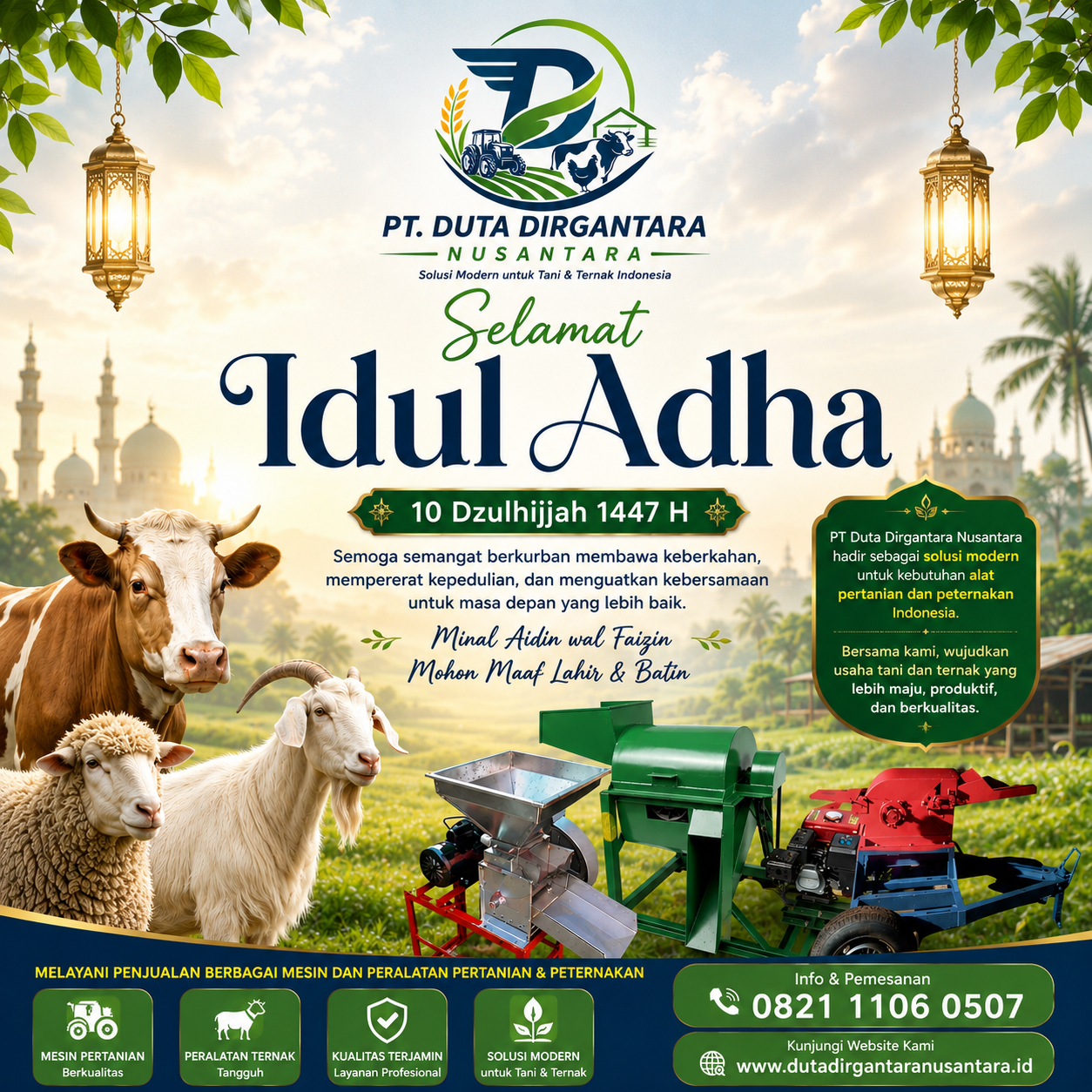 Selamat Idul Adha 1447 H Bersama PT Duta Dirgantara Nusantara, Solusi Modern untuk Pertanian dan Peternakan Indonesia